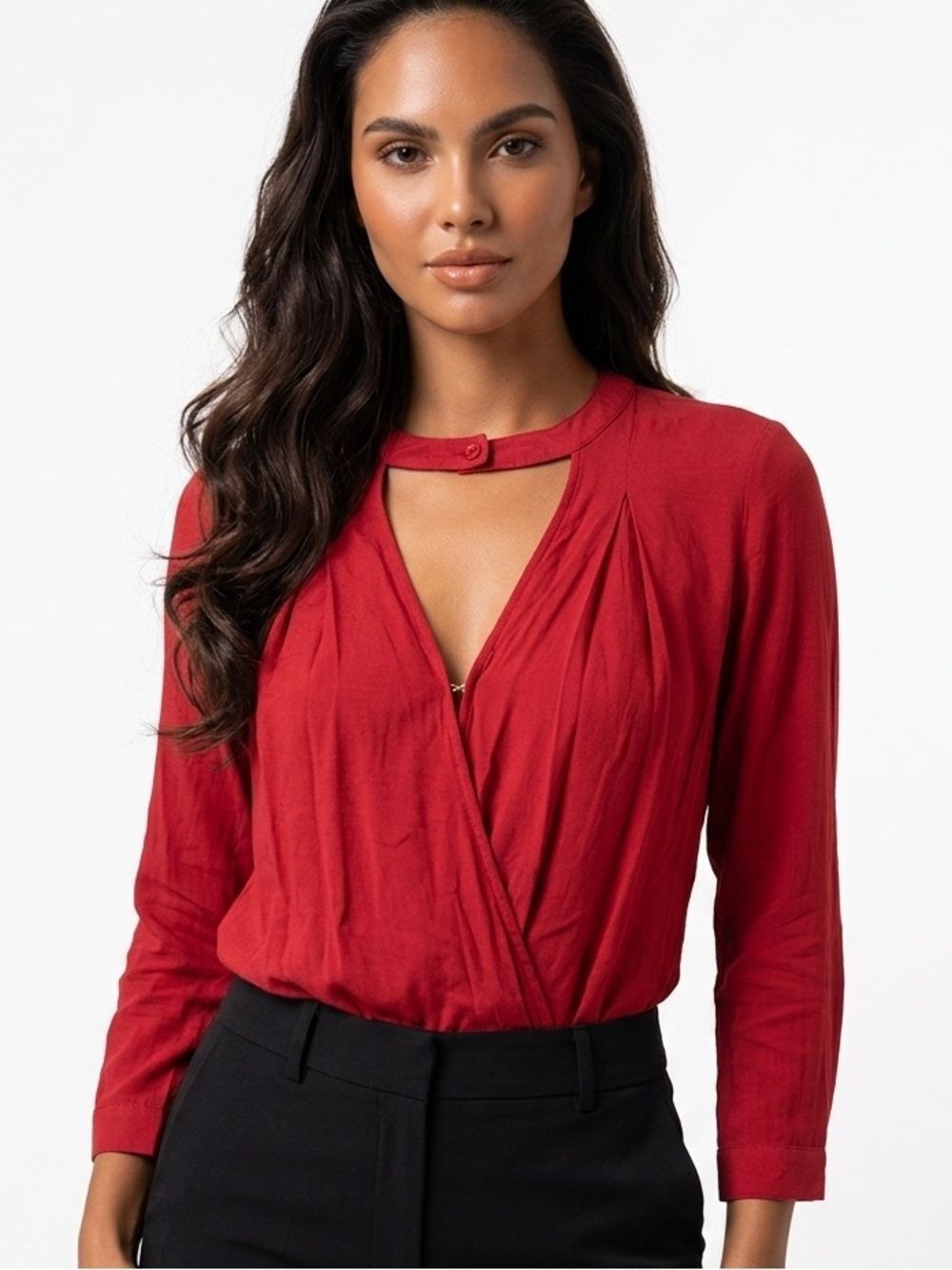 UMGEE | Choker Style Deep V Top Red Women’s Size Medium